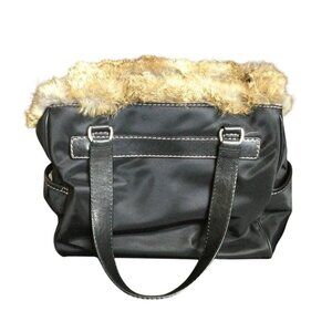 Vintage 90s Michael Michael Kors Handbag Purse Faux Fur Trim
